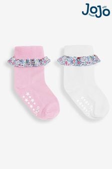 JoJo Maman Bébé Ditsy 2-Pack Ditsy Ruffle Socks (113734) | $16