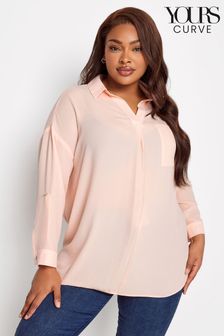 Yours Curve Light Pink Long Sleeved Half Placket Blouse (114161) | €13