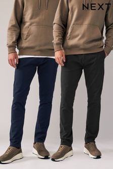 Navy Blue/Charcoal Grey Skinny Stretch Chino Trousers 2 Pack (114260) | SGD 74