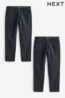 Navy Blue Straight Stretch Chinos Trousers 2 Pack (114280) | $65