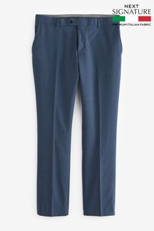 Голубой - Голубые брюки узкого кроя из шерсти Signature Tollegno (114698) | €107