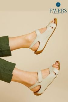Pavers Cream Ladies Touch Fasten Sandals (114945) | AED183