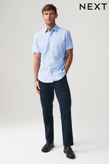 Light Blue - Textured Linen Blend Shirt (115956) | kr560