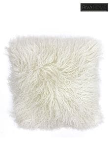 Riva Paoletti Pristine White Mongolian Sheepskin Polyester Filled Cushion (116199) | ₪ 221