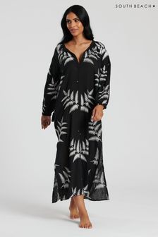 South Beach Black Palm Emboridered Maxi Dress (116236) | AED305
