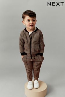 Tan Brown 3 Piece Jersey Check Bomber and Jogger Set (3mths-7yrs) (117076) | AED94 - AED108