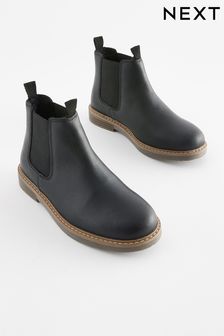 Black Standard Fit (F) Leather Chelsea Boots (117129) | $56 - $68