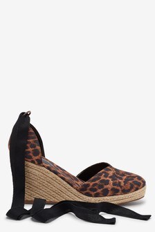 Leopard Ankle Tie Espadrille Wedges (117832) | 12 €