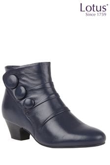 Lotus Navy Blue Leather Ankle Boots (117879) | $119