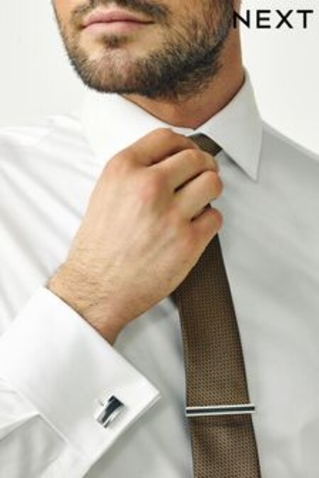 Šedá - Súprava manžetových gombíkov a spony na kravatu (117997) | €16