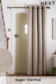 Natural Heavyweight Chenille Super Thermal Eyelet Door Curtain