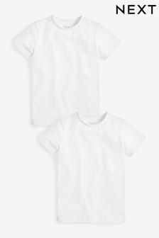 White Short Sleeve Cotton T-Shirts 2 Pack (3-16yrs) (118353) | 3,640 Ft - 6,760 Ft