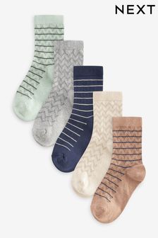 Marineblau/Grau/Neutral/Gestreift - Socken mit hohem Baumwollanteil, 5er-Pack (118597) | 12 € - 15 €