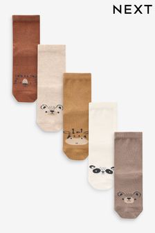 Neutral Animal Face Cotton Rich Socks 5 Pack (118804) | KRW14,900 - KRW17,100