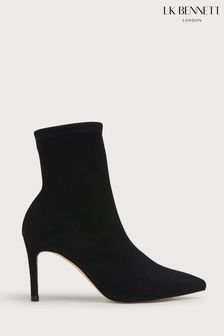 L.K.Bennett Allie Black Pointed Stretch Suede Boots (118929) | 442 €