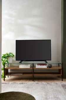 Dark Bronx Oak Effect and Glass TV Unit,  Up to 65 Inch (118968) | €275
