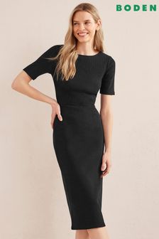 Boden Black Cut-Out Rib Jersey Midi Dress (119095) | 57 €