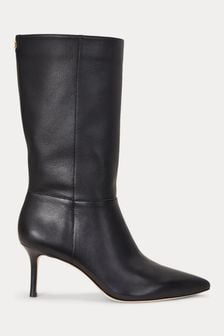 Leather Ralph Lauren Leannah Leather Stiletto Heel Black Boots (119226) | TRY 8.565