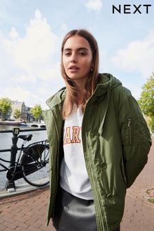 Зеленый хаки - Куртка-бомбер с капюшоном (119444) | €48