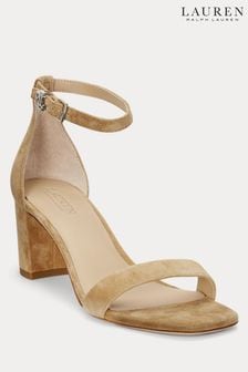 Lauren Ralph Lauren Logan Suede Heeled Camel Sandals (119543) | 940 zł