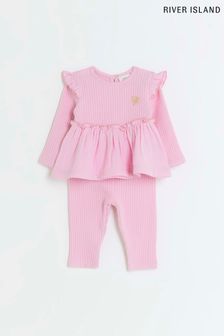 River Island Pink Baby Girls Peplum Set (119622) | €27