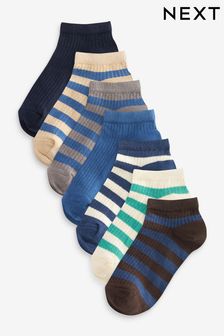 Blue Stripe 7 Pack Cotton Rich Trainer Socks (119890) | €11 - €14