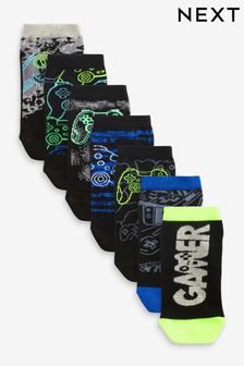 Black Gaming 7 Pack Cotton Rich Trainer Socks (119921) | NT$360 - NT$440