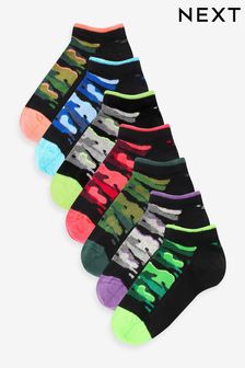 Black Bright Camo 7 Pack Cotton Rich Trainer Socks (119958) | ￥1,390 - ￥1,740