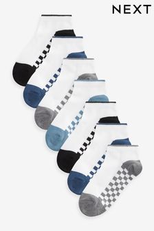Weiss/Schachbrettmuster - Sneaker-Socken mit hohem Baumwollanteil im 7er-Pack (119962) | 11 € - 14 €