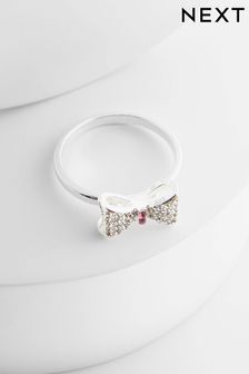 Silver Tone Bow Sparkle Ring (120046) | AED24