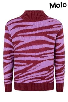 Girls Pink Zebra Wool Jumper (120633) | 297 QAR