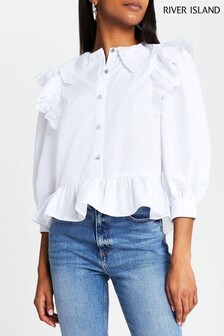 river island white peplum top