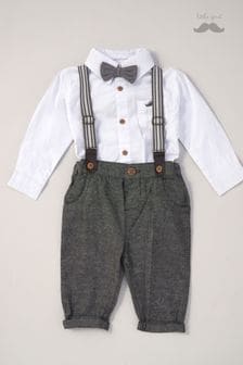 Little Gent Baby Mock Shirt Bodysuit and Braces Cotton Dungarees