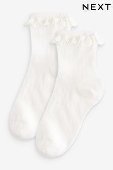 Cream Cotton Rich Ruffle Ankle Socks 2 Pack (121148) | €4 - €6