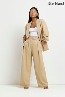 River Island Brown Pleat Wide Leg Trousers (121268) | 2,081 UAH