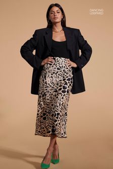С леопардовым принтом - Атласная юбка миди с леопардовым принтом Renzo (121434) | €55