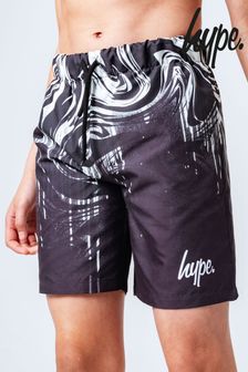 Hype. Black Swirl Fade Drips Print Swim Shorts