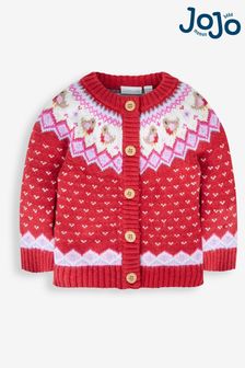 JoJo Maman Bébé 女童款 Robin 蘇格蘭費爾島圖案開襟毛衣 (121668) | NT$1,350