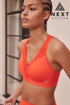 Red Active Sports High Impact Zip Front Bra (121749) | SGD 49
