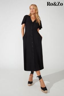 Ro&Zo Jersey Button Front Black Dress (121772) | €49