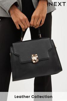 Black Leather Top Handle Bag (121925) | KRW184,400