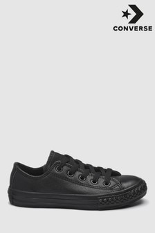 Converse Junior Black Leather Chuck Taylor Ox Low Trainers (122074) | ₪ 172