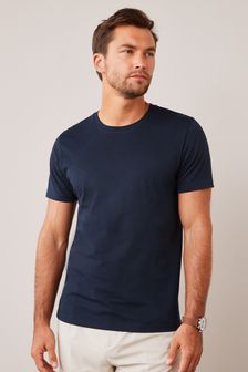 כחול כהה - בגזרה רגילה עם צווארון עגול - חולצת טי (122159) | ‏21 ₪