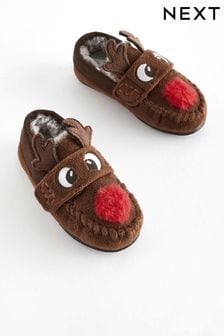 Brown Recycled Faux Fur Lined Moccasin Slippers (122160) | €15 - €17