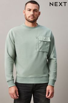 Salbeigrün - Utility-Sweatshirt mit Rundhalsausschnitt (122276) | 48 €