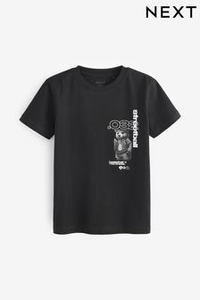 Black Basketball Bear Short Sleeve Graphic T-Shirt (3-16yrs) (122379) | €7 - €10