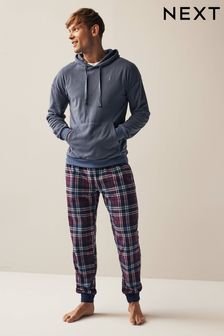 Blue/Purple Check Thermal Hooded Pyjama Set (122574) | €23