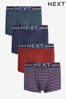Navy Blue Pattern Hipster Boxers 4 Pack (122593) | $36