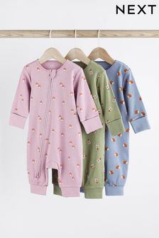 Purple Baby Footless Sleepsuits 3 Pack (0mths-2yrs) (123140) | €28 - €31
