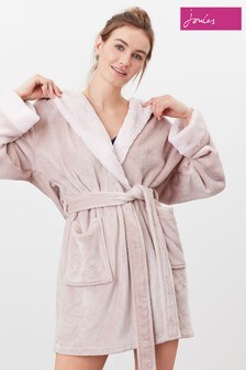 Joules Pink Helena Faux-Fur Dressing Gown